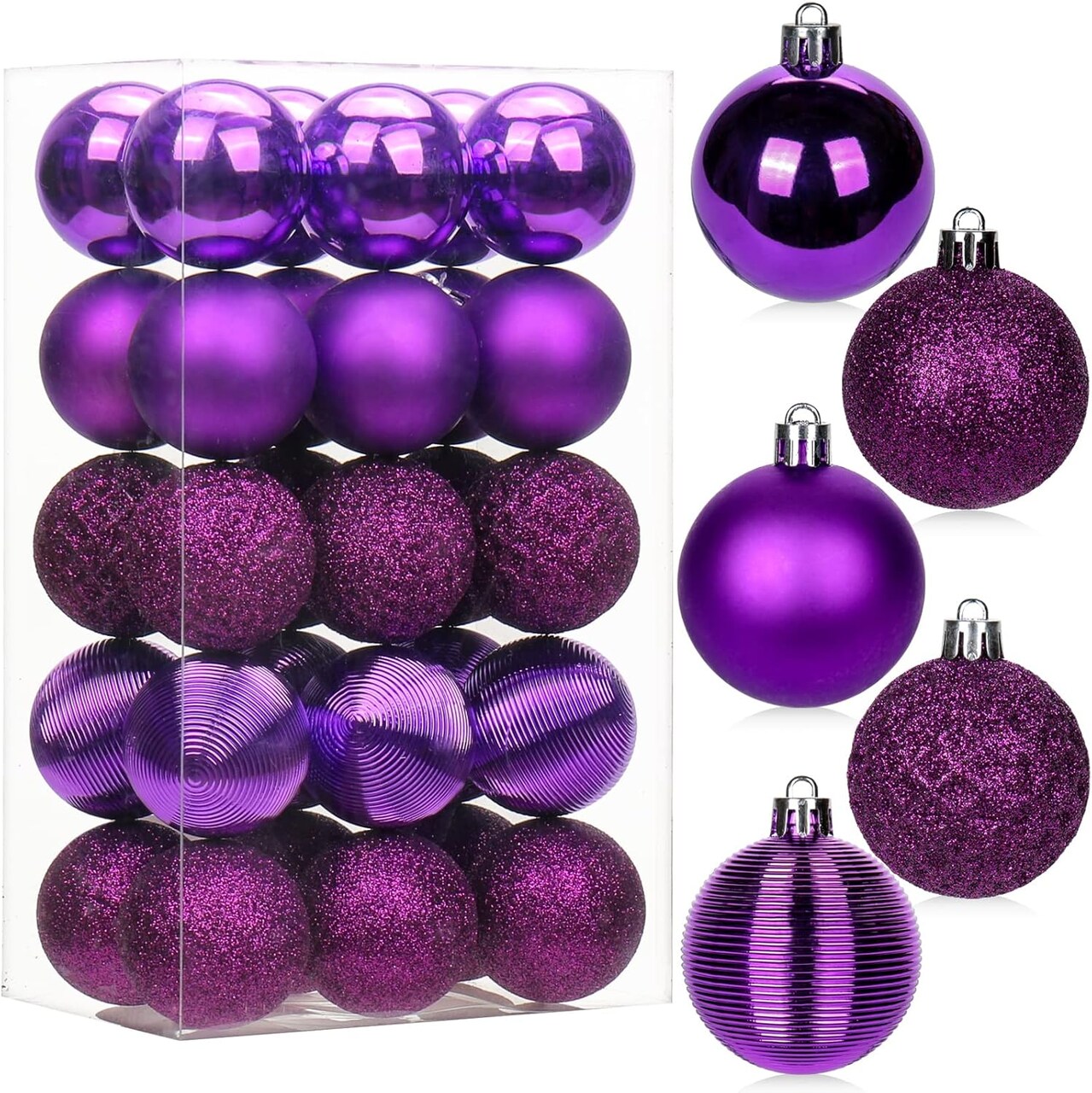 30PCS 2" Christmas Ball Ornaments Shatterproof (Purple) - 1.97 x 1.97 x 1.97 inches